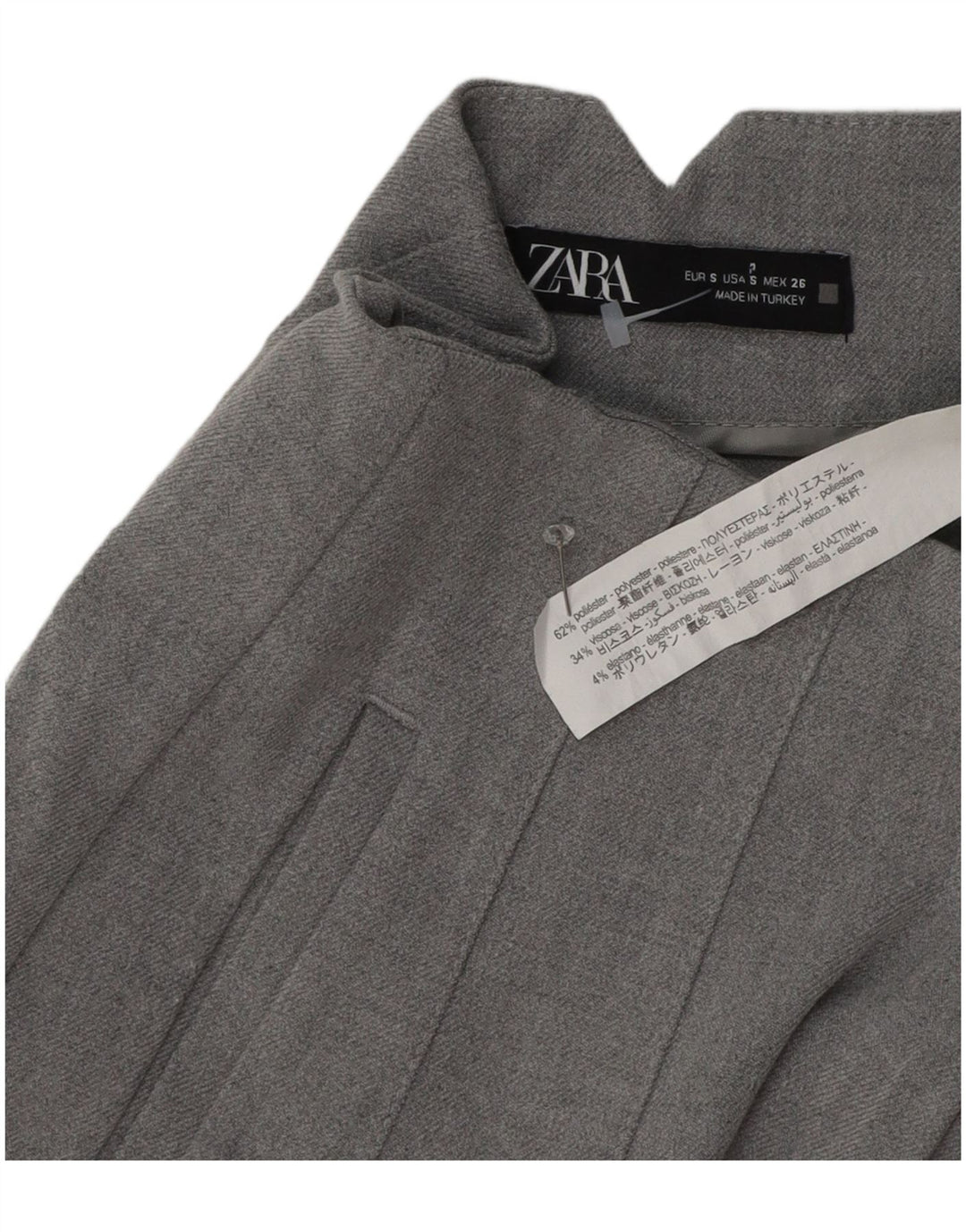 Pantaloni chino conici pentru femei Zara Mici L26 L26 Poliester gri
