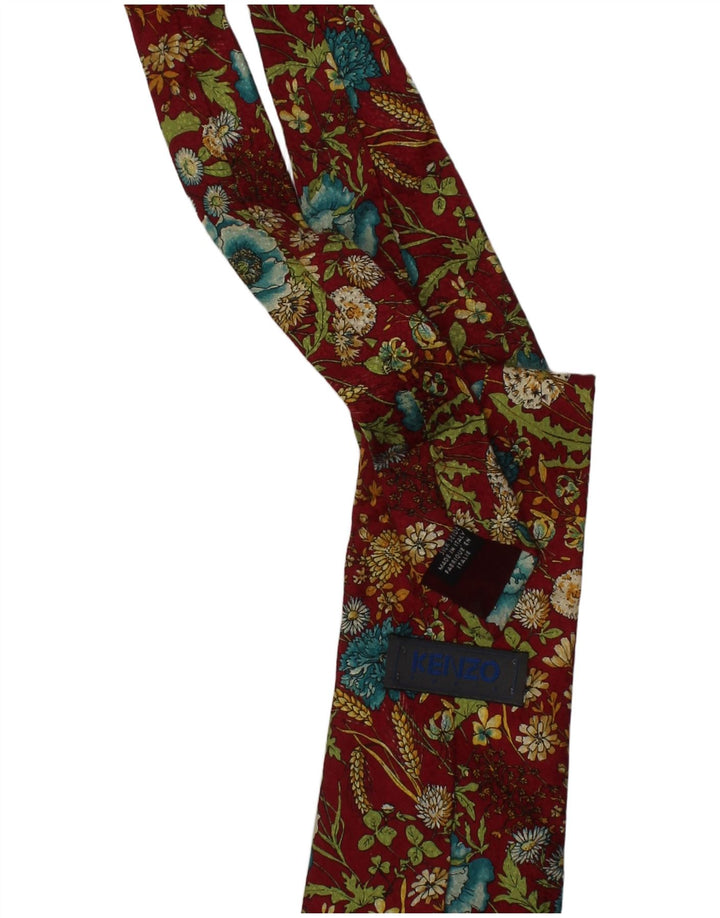 Cravată Kenzo pentru bărbați, mărime unică, burgundă, de designer de mătase florală