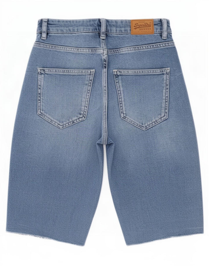 Pantaloni scurți din blugi pentru femei Superdry W28, bumbac albastru mediu