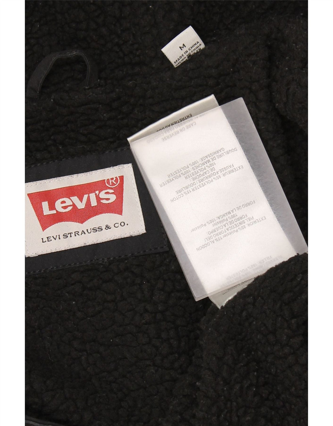 Jachetă de vânt cu glugă Levi's pentru bărbați UK 38 Poliester mediu negru