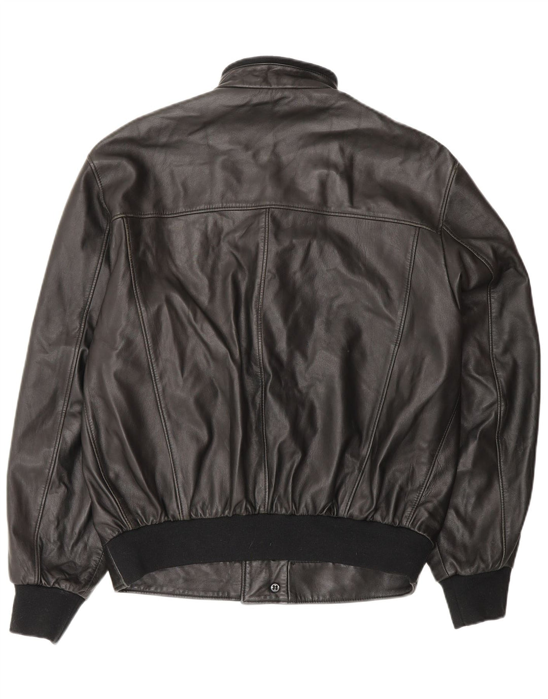 Geaca de piele vintage pentru barbati IT 48 Medium Black Leather