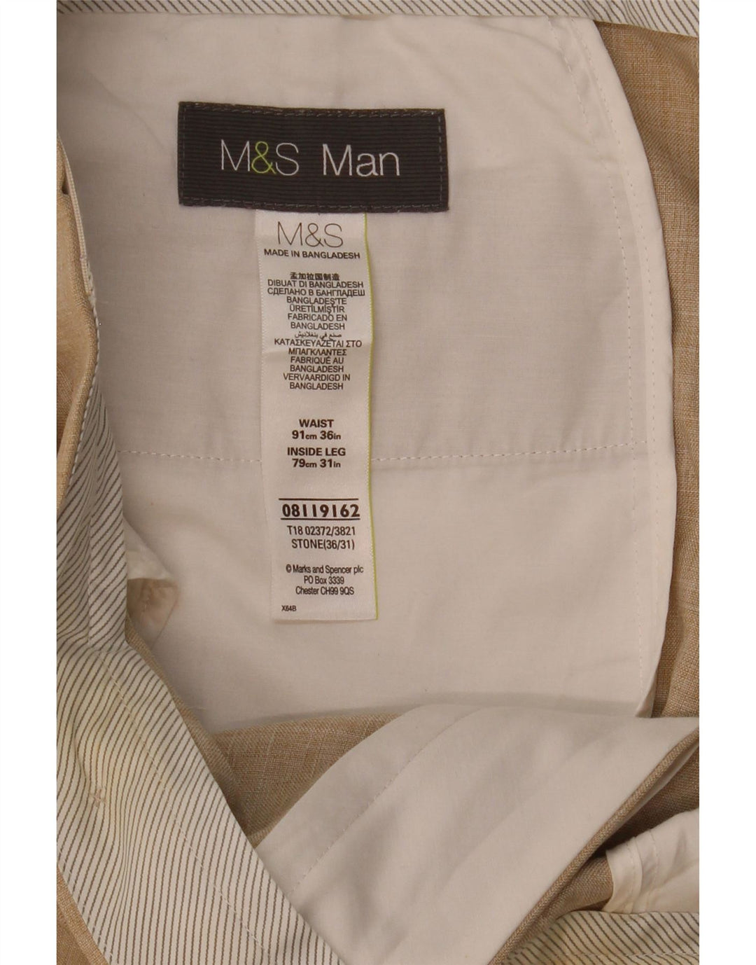 MARKS & SPENCER Pantaloni drepți pentru bărbați L36 L31 poliester bej