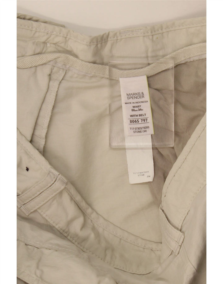 MARKS & SPENCER Bermudă pentru bărbați cargo W34, bumbac mare, bej