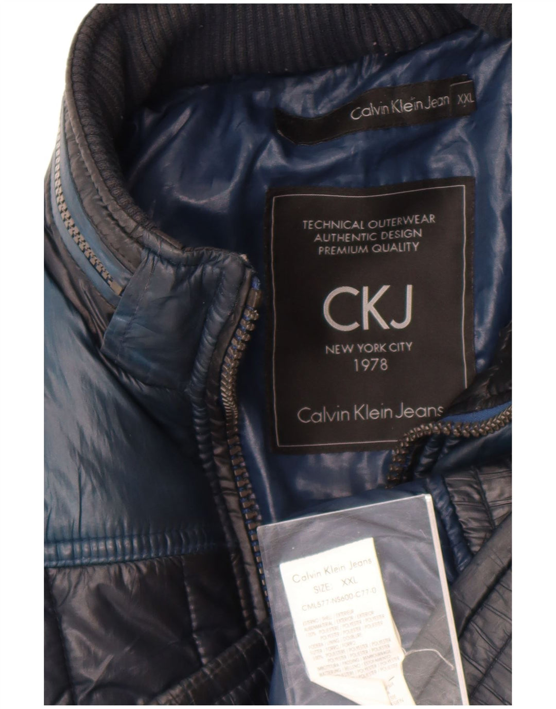 Jachetă căptușită pentru bărbați Calvin Klein Jeans UK 44 2XL Bleumarin Colorblock