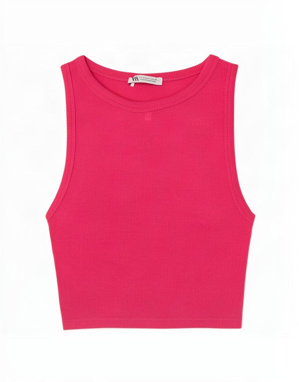 Top cu vestă pentru femei Zara UK 8 mic, roz, bumbac