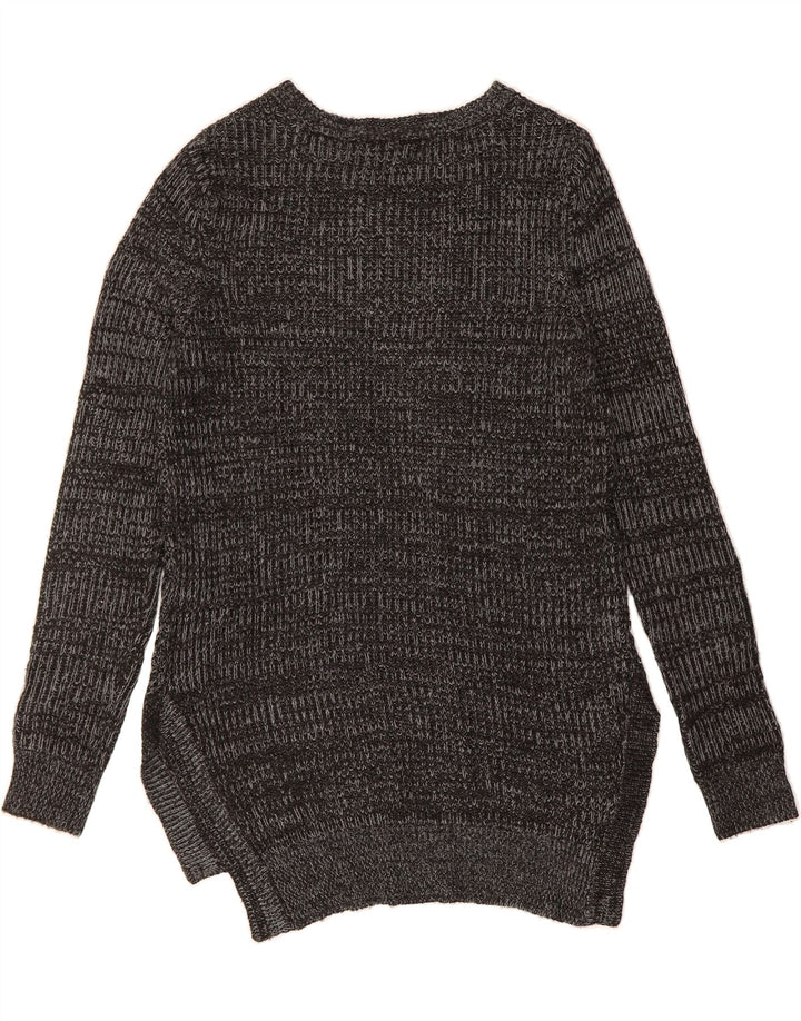 MOSSIMO Womens Longline Boat Neck Jumper Sweater UK 14 Medium Grey Acrylic Vintage Mossimo and Second-Hand Mossimo from Messina Hembry 