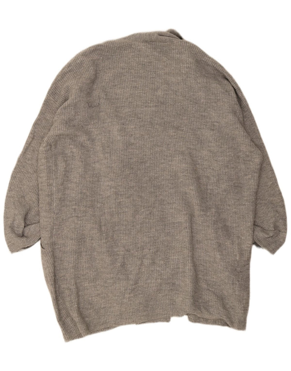 Jack Wills Womens Longline 3/4 Sleeve Cardigan Sweater UK 12 Medium Grey