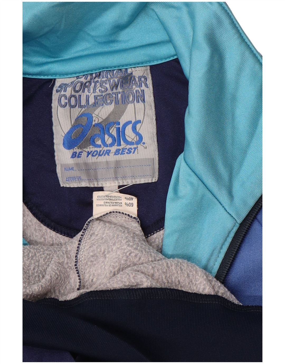 Jachetă de top pentru trening grafic Asics pentru bărbați, albastru mediu, poliamidă color bloc