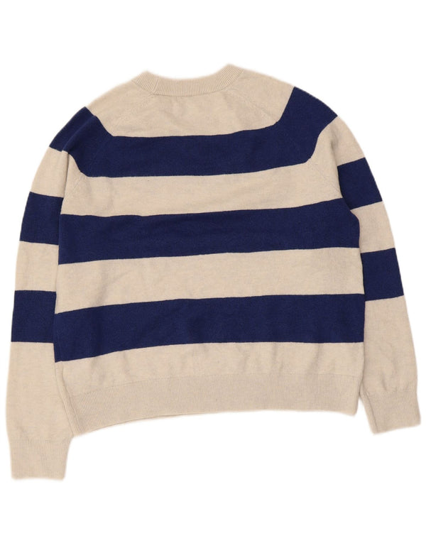 Pulover pentru femei Marks & Spencer cu decolteu triplu UK 14 Medium Bej cu dungi