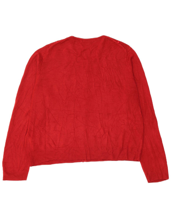 Pulover cardigan pentru femei Marks & Spencer UK 22 3XL Acrilic cu dungi roșii