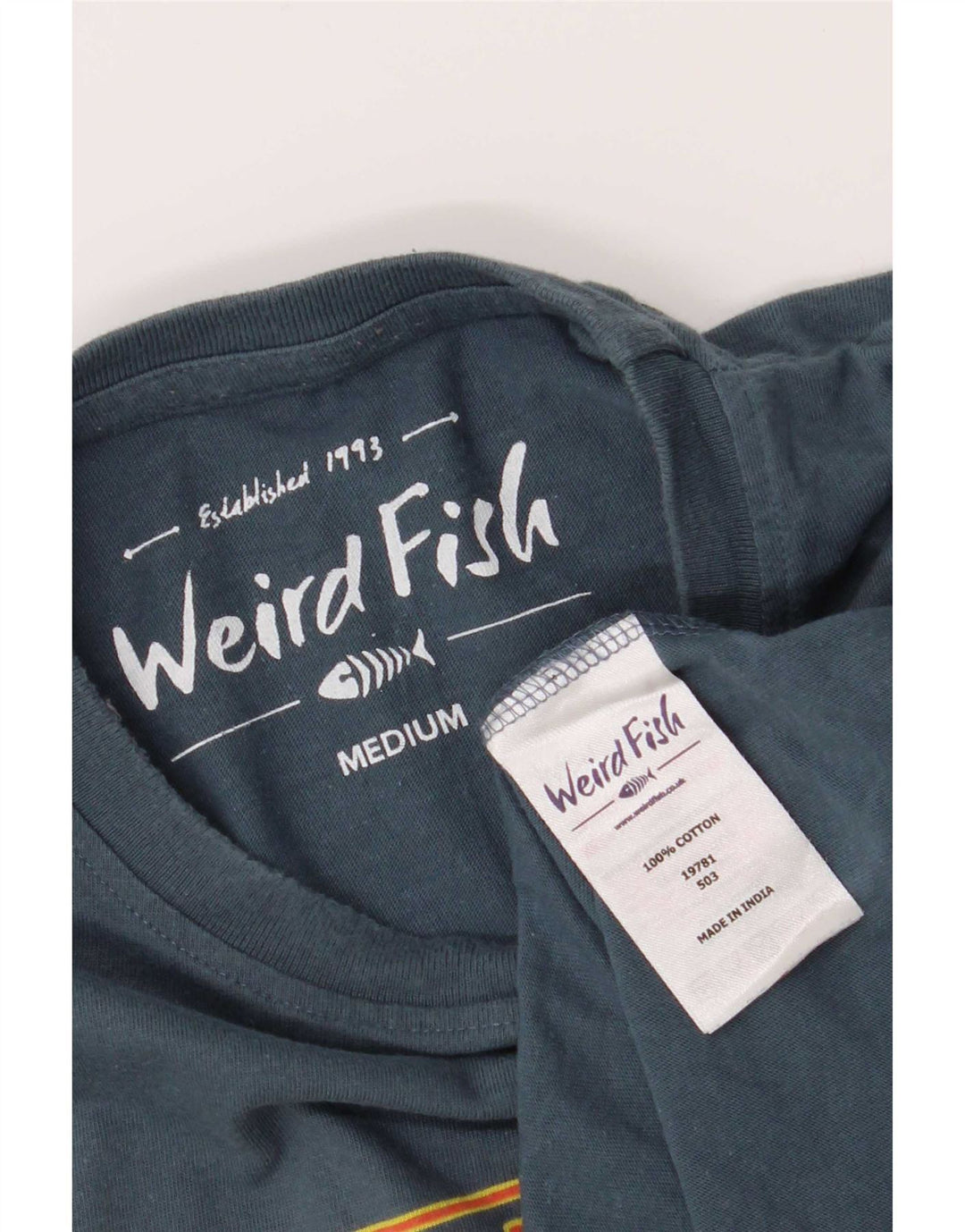 Tricou grafic pentru bărbați Weird Fish Top, bumbac albastru mediu