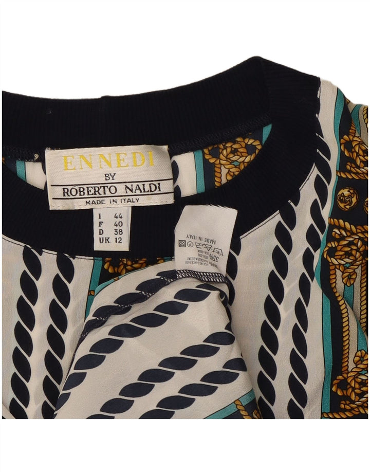 ENNEDI Bluză Femei Top UK 12 Medium White Striped Acetat