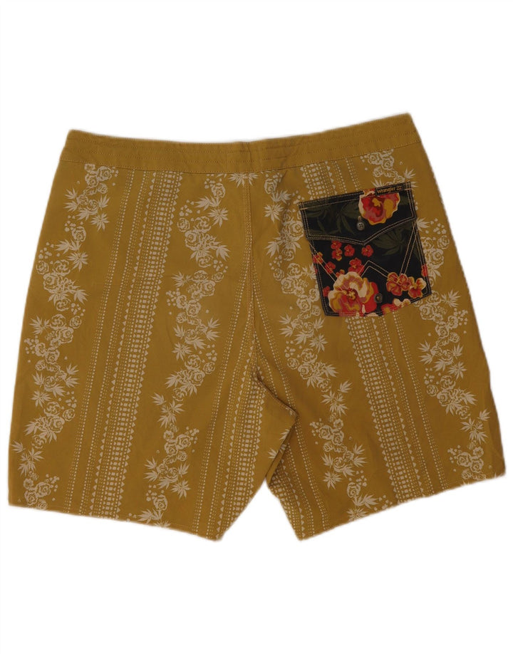 Pantaloni scurți de înot Wrangler pentru bărbați, poliester floral, galben mediu