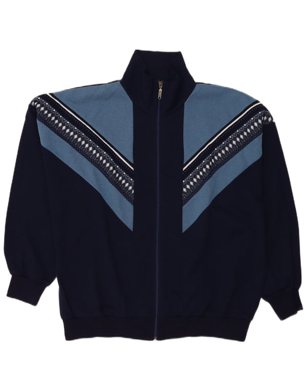 Pulover Cardigan Vintage pentru bărbați Marea Britanie 54 5XL Albastru bleumarin Colorblock Poliacrilic