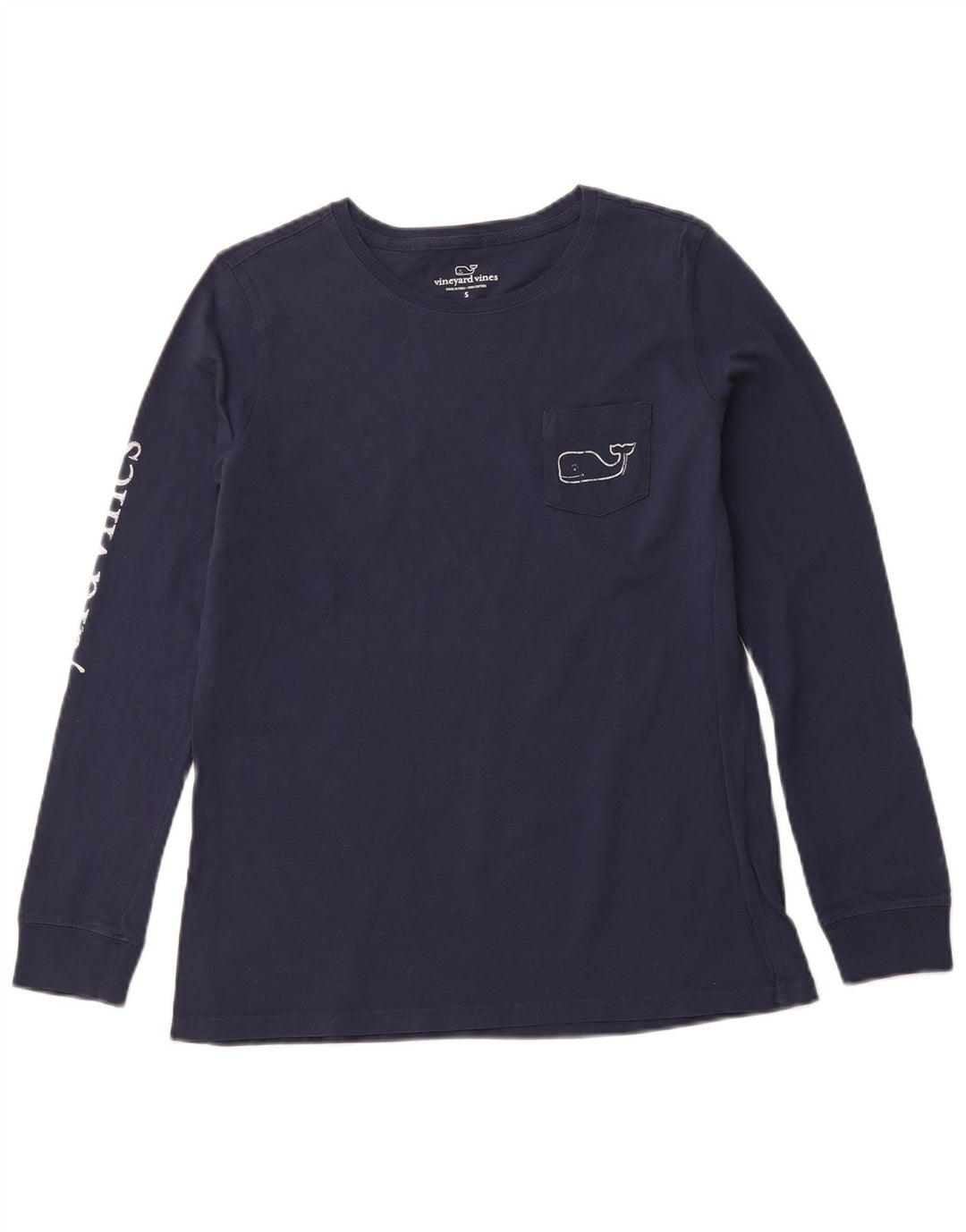 VINEYARD VINES Top grafic pentru bărbați cu mânecă lungă, mic, bleumarin, bumbac
