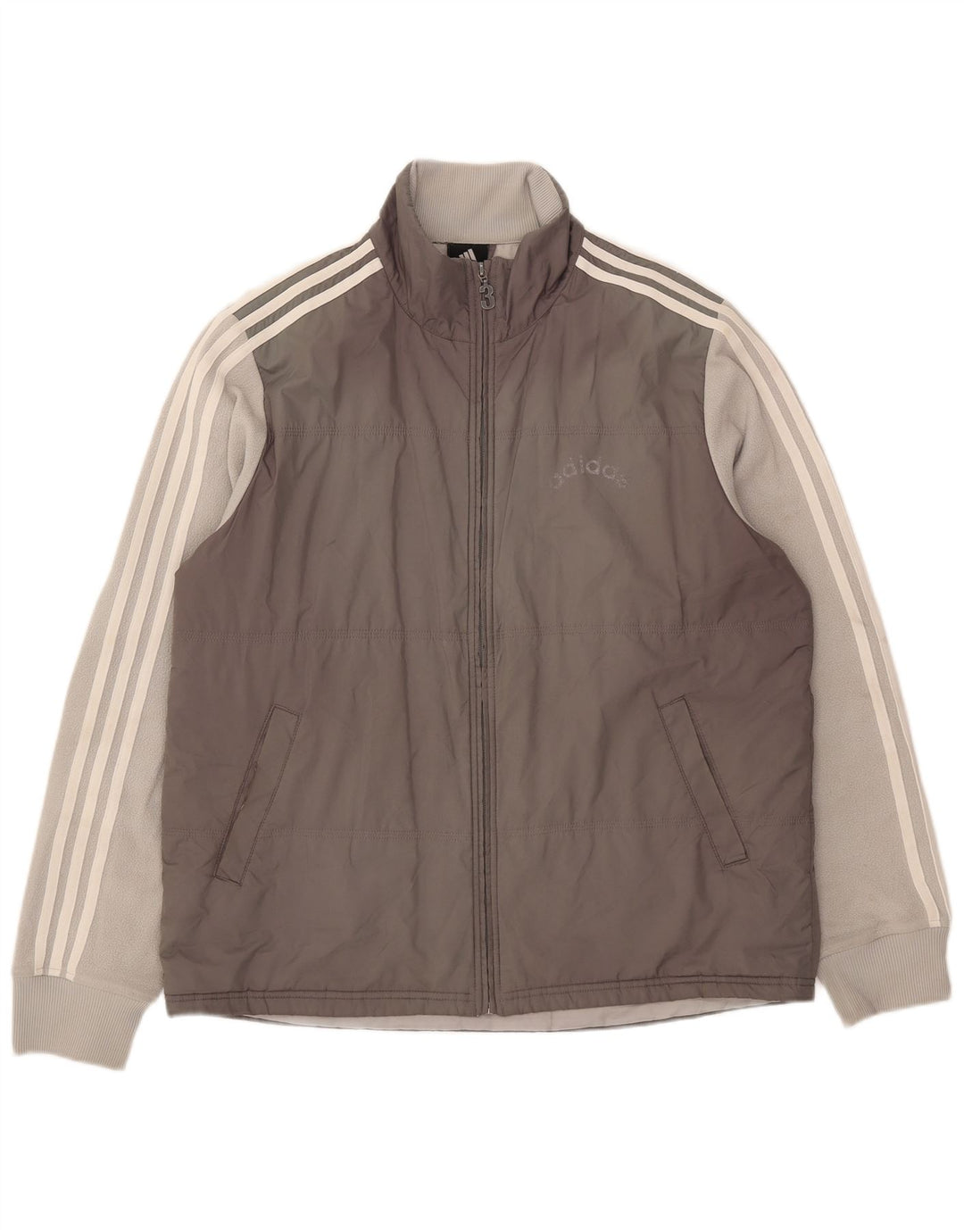 Jachetă căptușită pentru bărbați Adidas UK 40 mare, gri, poliester color bloc