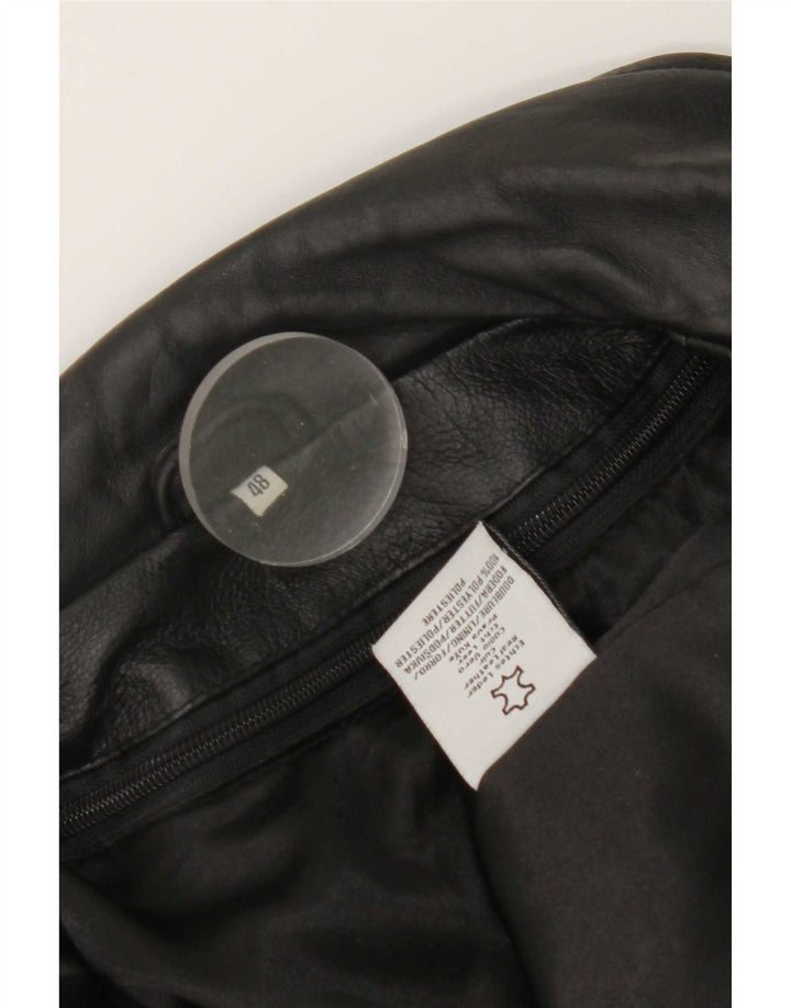 Geaca de piele vintage pentru barbati IT 48 Medium Black Leather
