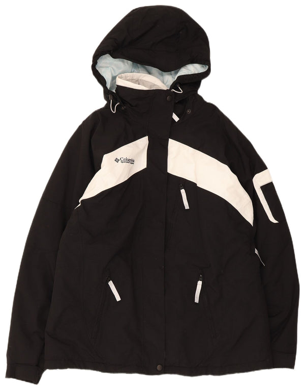 Jachetă de schi Columbia, pentru femei, cu glugă, UK 18 XL, neagră, din nailon