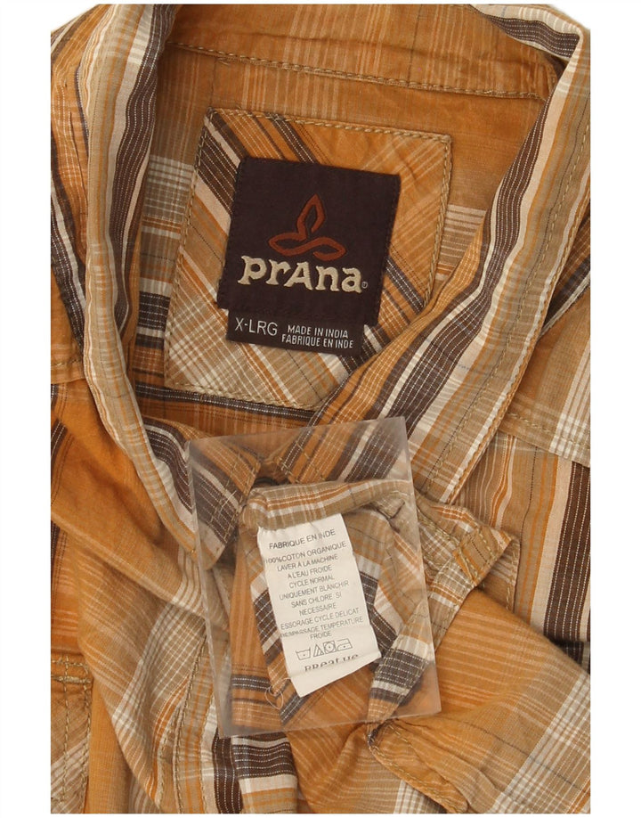 Cămașă pentru bărbați Prana XL din bumbac cu carouri galbene