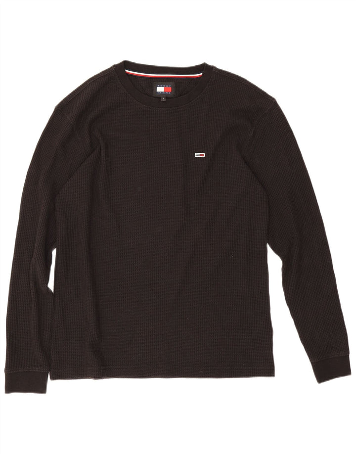 Top pentru bărbați Tommy Hilfiger cu mânecă lungă, bumbac mediu negru