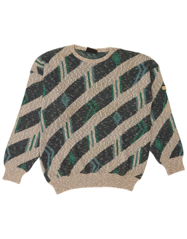 Pulover vintage pentru bărbați, cu gât de barcă, XL, cu dungi multicolore