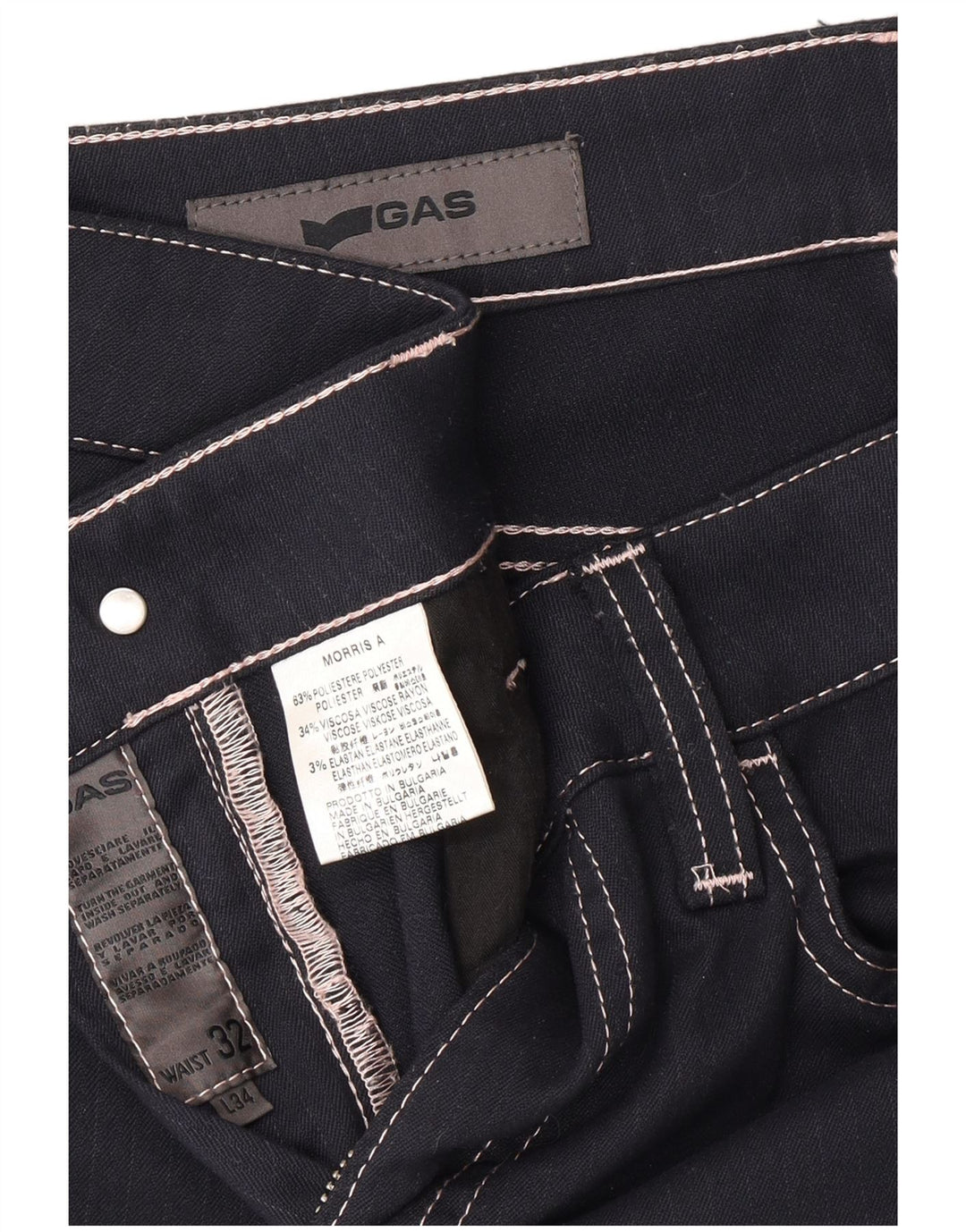 GAS Pantaloni drepti pentru femei L32 L26 Poliester bleumarin