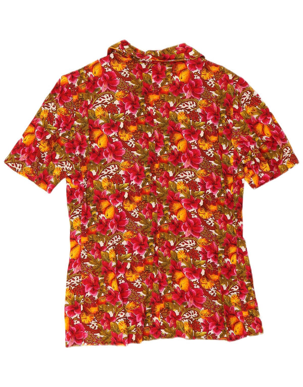 Bluză cămașă cu mânecă scurtă pentru femei vintage UK 12 Medium Multicolor Floral
