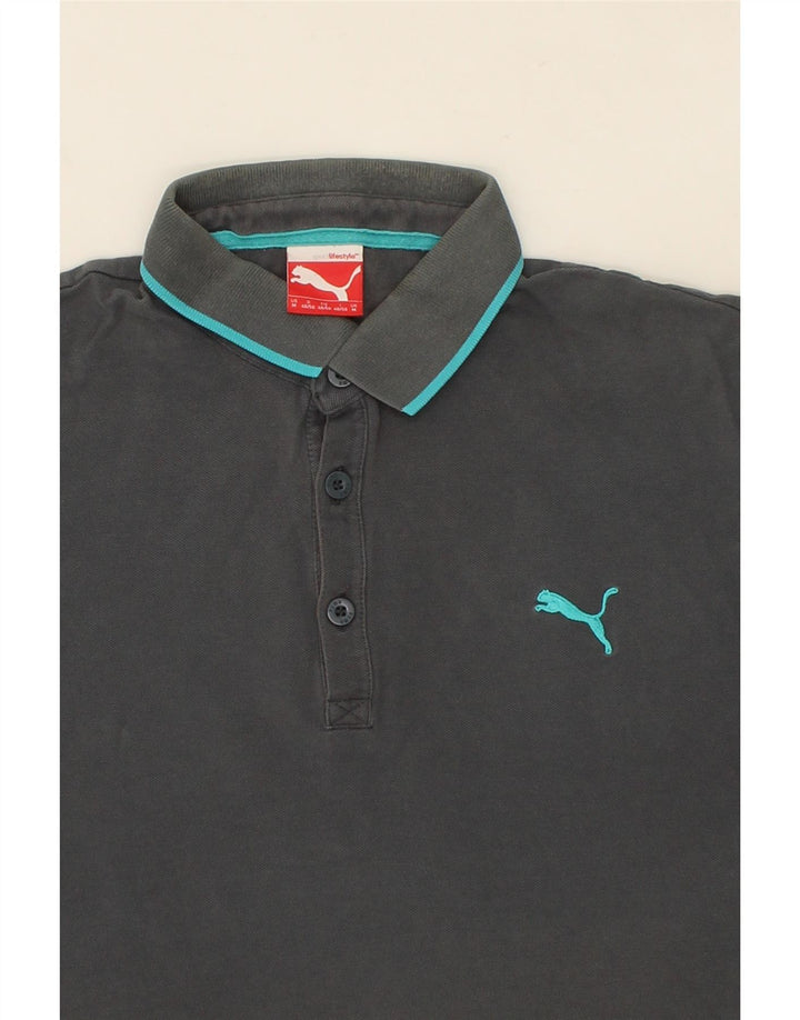 PUMA Mens Polo Shirt Medium Grey Cotton Vintage Puma and Second-Hand Puma from Messina Hembry 
