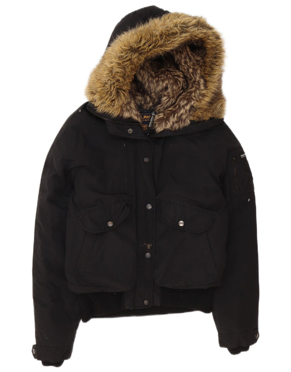 Jachetă căptușită cu glugă Woolrich pentru femei UK 14 Poliester mediu negru