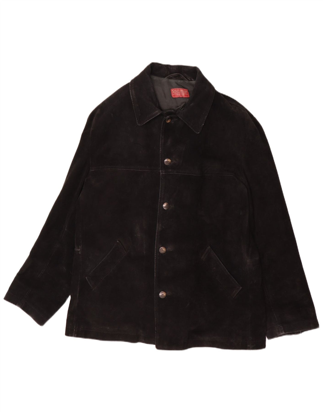 Jachetă de piele intoarsă pentru bărbați Sisley UK 38 Medium Black Leather