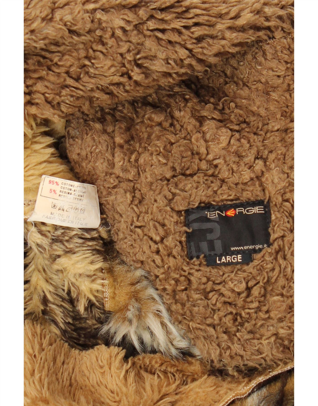 Jachetă Sherpa pentru bărbați ENERGIE UK 40 mare, maro, mozaic, bumbac