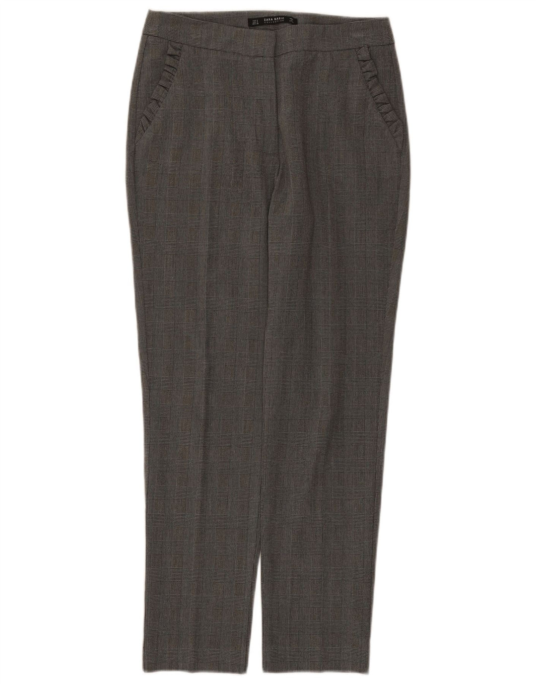 Pantaloni de costum slim pentru femei Zara Mici L26 L27 Poliester cu carouri gri