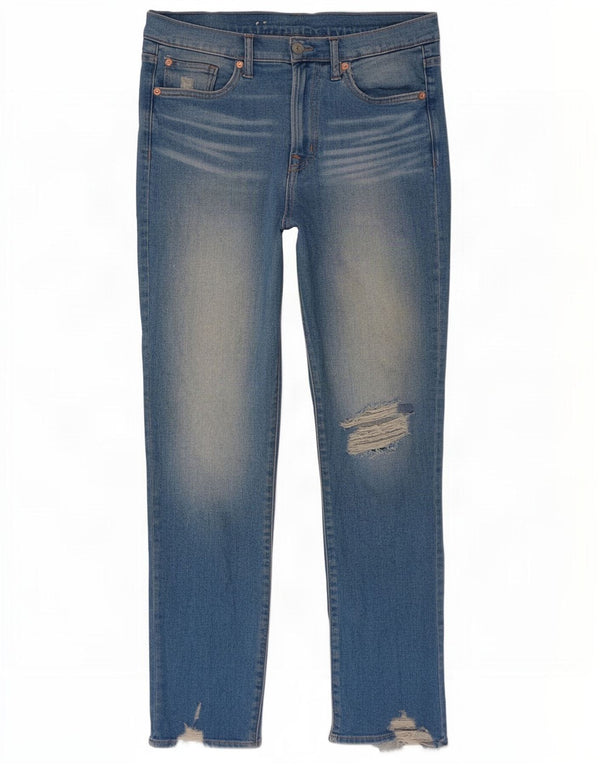 Blugi skinny învechiți pentru femei Gap US 10 Large W30 L27 Blue Bumbac