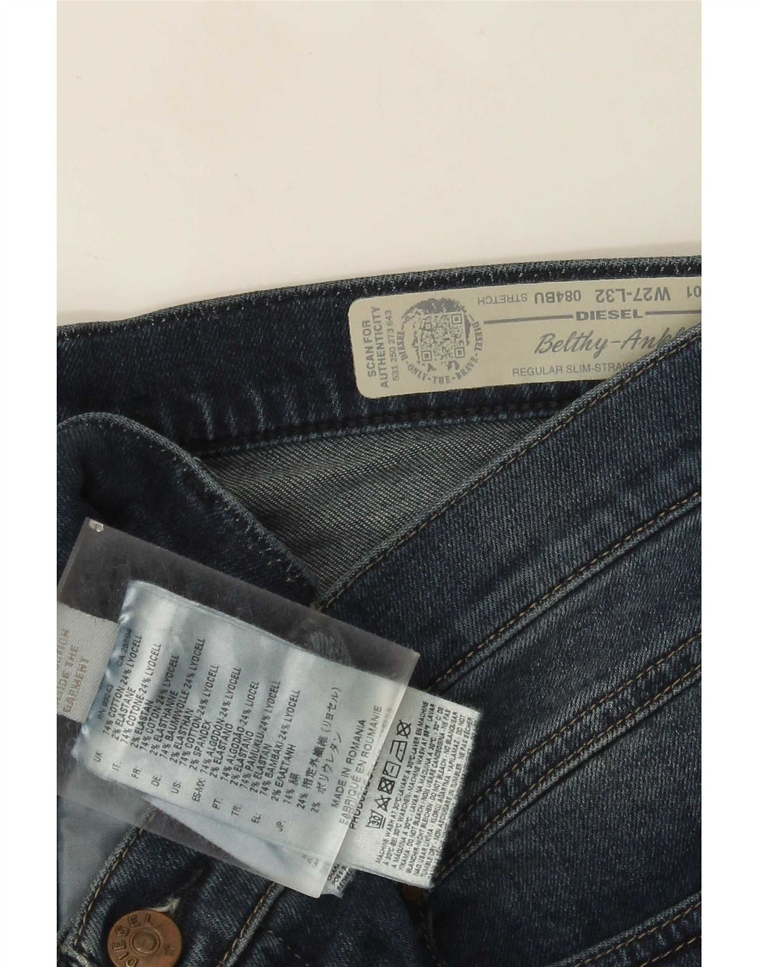 Blugi Drepți Drepți, Subțiri, L27 L27, Bumbac Albastru, Diesel