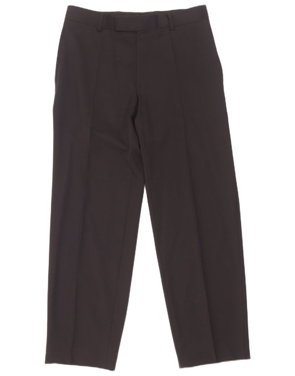 Hugo Boss Mens Straight Suit Trousers Small W31 L29 Navy Blue Virgin Wool
