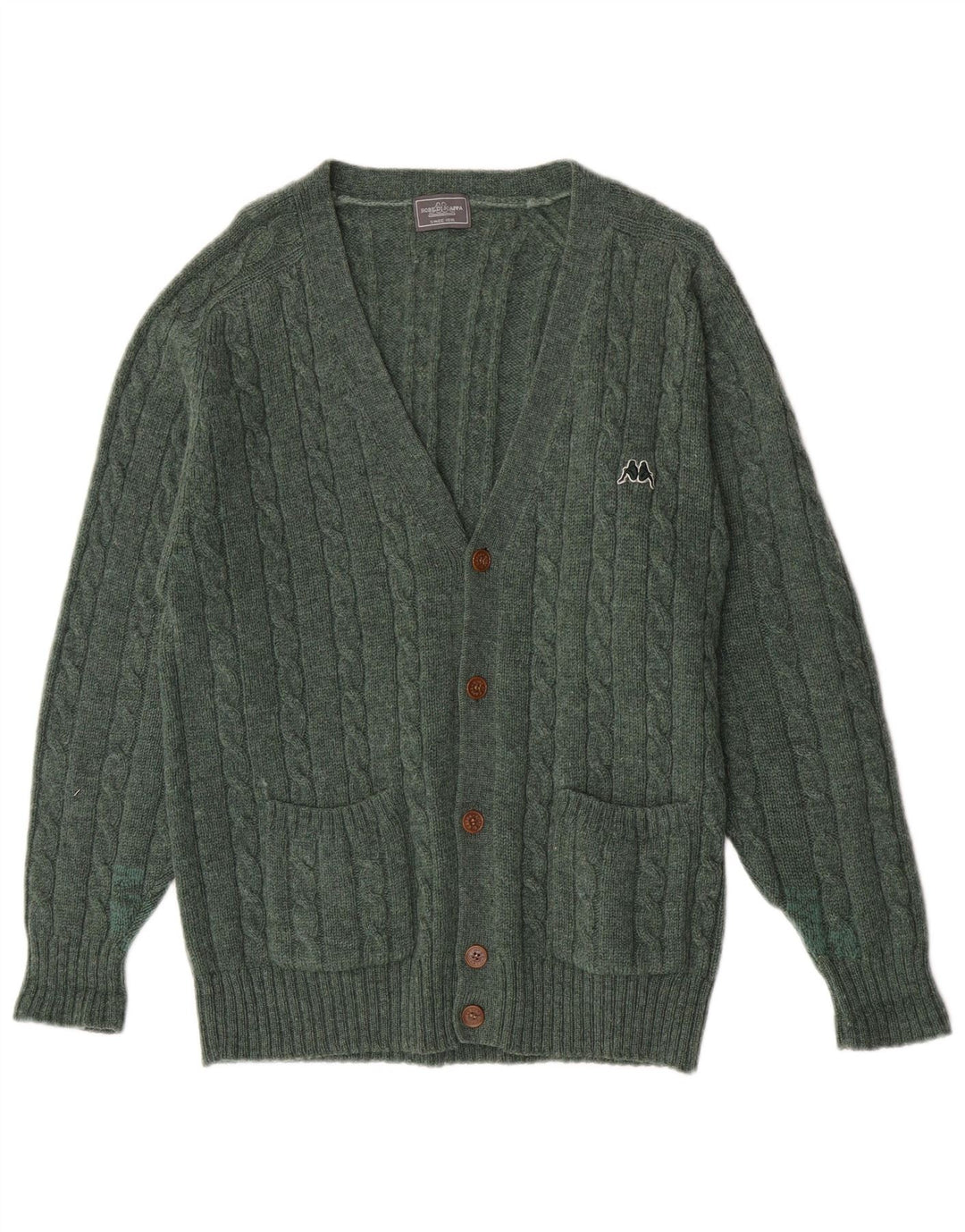 Pulover cardigan pentru bărbați Kappa, verde mediu, lână nouă