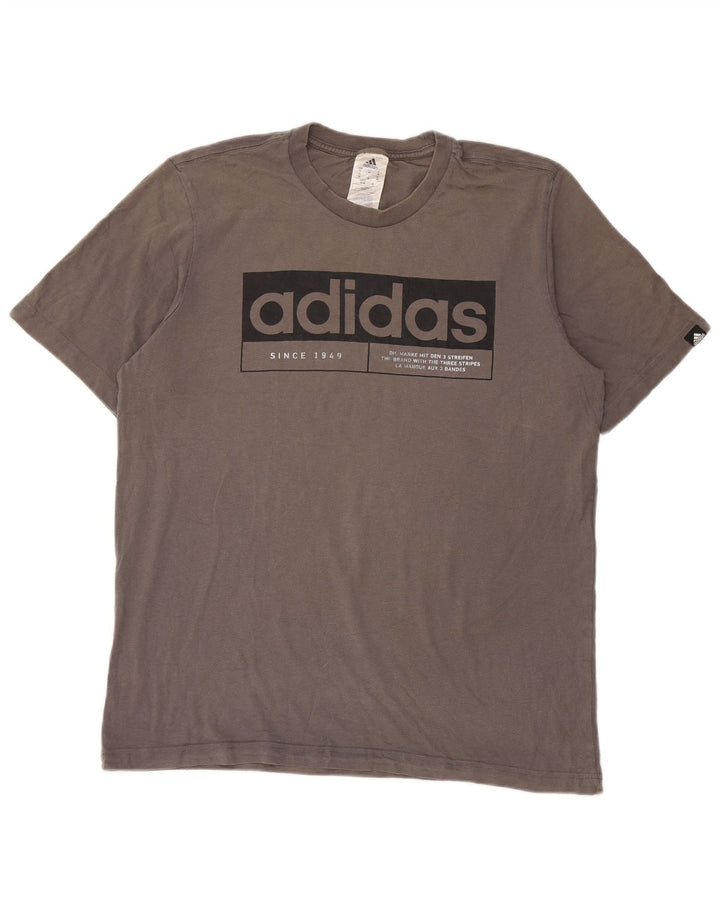 Tricou grafic pentru bărbați Adidas Top, bumbac, gri mediu