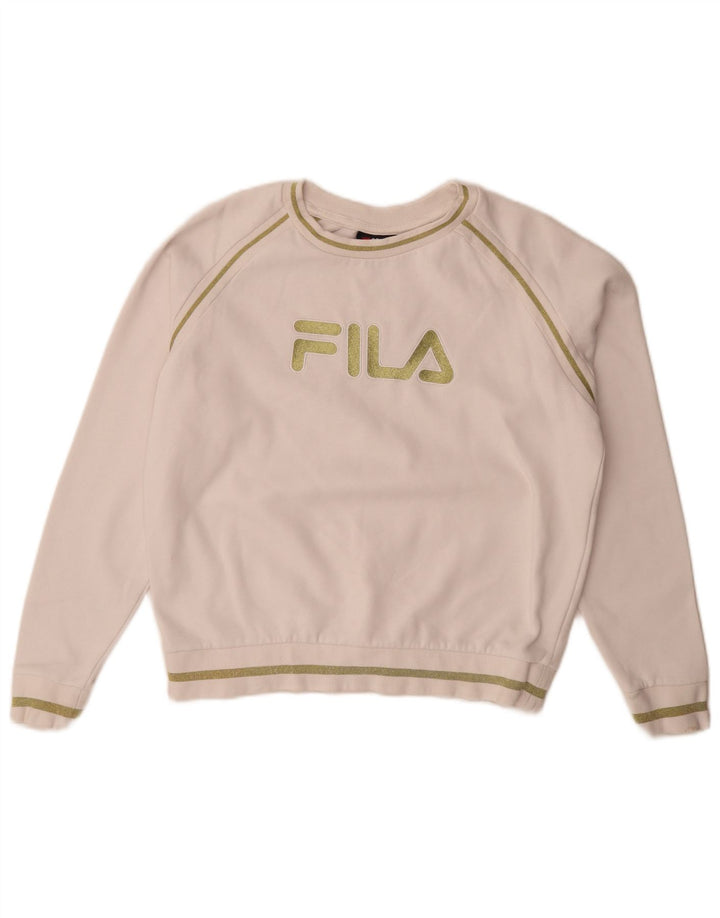 Pulover pentru damă Fila Graphic Oversized Pulover UK 10 Bumbac alb mic