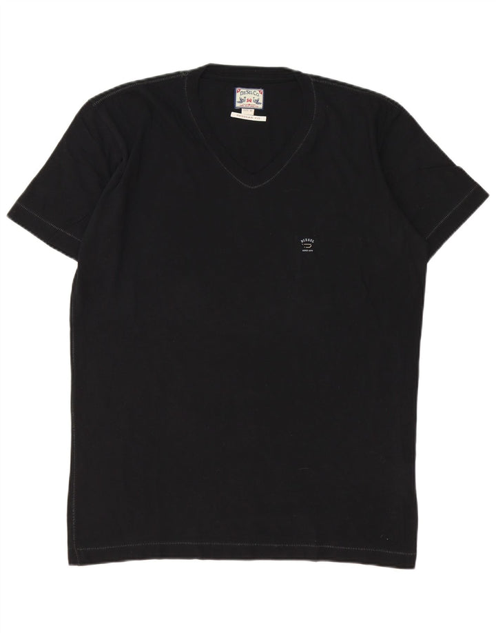 Tricou pentru bărbați Diesel cu ajustare normală Top mediu negru bumbac