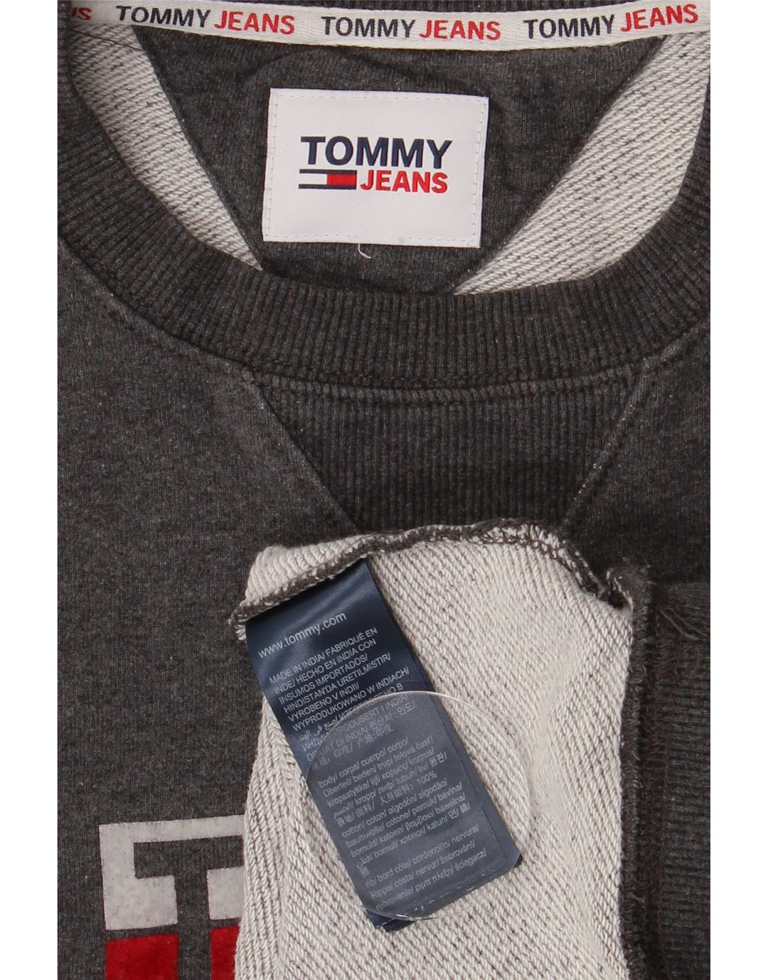 TOMMY HILFIGER Mens Graphic Sweatshirt Jumper Small Grey Vintage Tommy Hilfiger and Second-Hand Tommy Hilfiger from Messina Hembry 