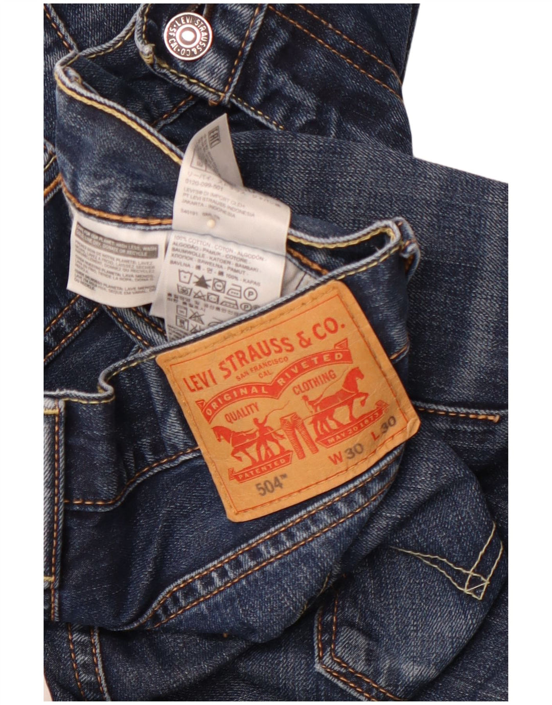Blugi drepti pentru bărbați LEVI'S 504 W30 L30 Bumbac albastru