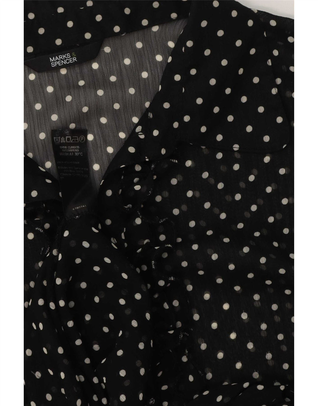 Rochie A-Line Transparentă pentru Damă Marks & Spencer UK 14 Medium Black Spotted