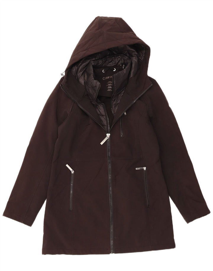 CALVIN KLEIN Jachetă Windbreaker cu glugă pentru femei UK 14 Poliester mediu negru