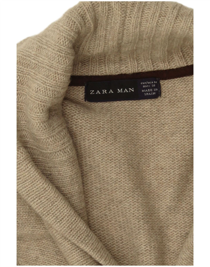 Pulover cardigan pentru bărbați Zara, lână, gri mediu