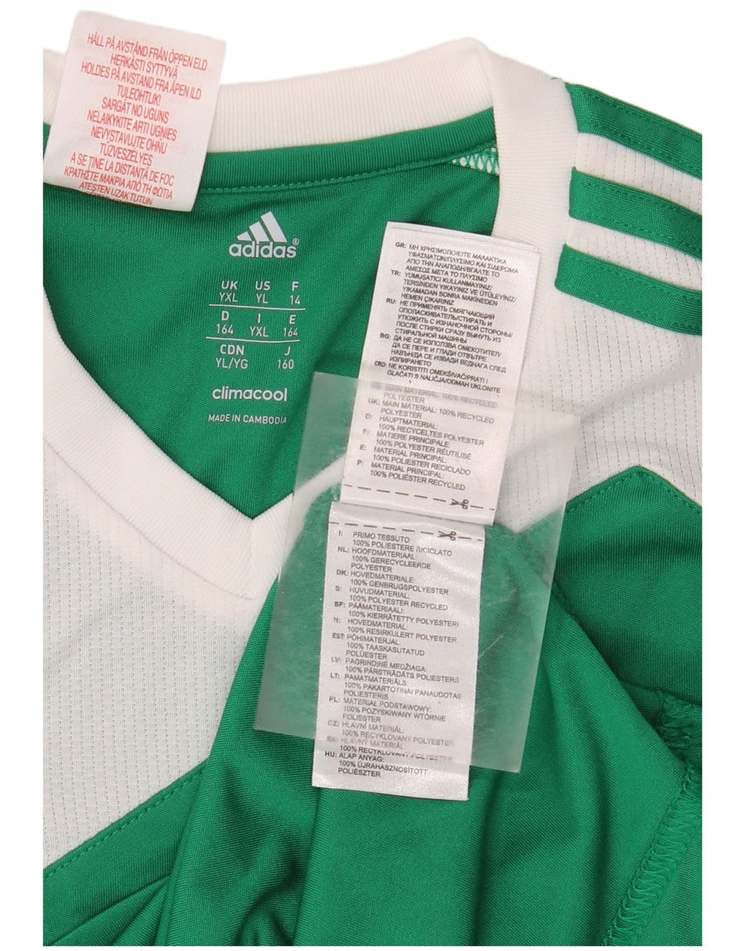 Tricou Climacool ADIDAS pentru băieți Top 13-14 ani XL Verde Colorblock