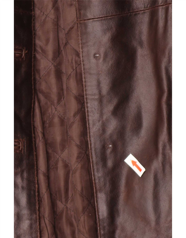 Palton din piele vintage pentru femei UK 12 maro mediu