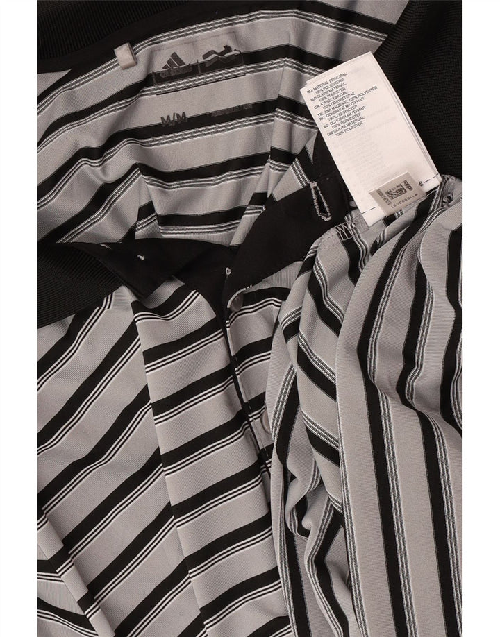 Tricou polo Adidas Rugby pentru bărbați, poliester cu dungi gri mediu