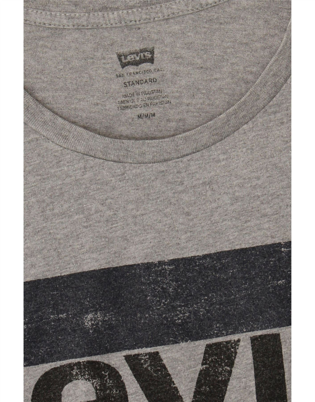LEVI'S Mens Standard Fit Graphic T-Shirt Top Medium Grey Cotton Vintage Levi's and Second-Hand Levi's from Messina Hembry 
