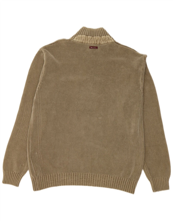 MARLBORO CLASSICS Pulover pentru bărbați cu gât cu nasturi, bumbac XL kaki