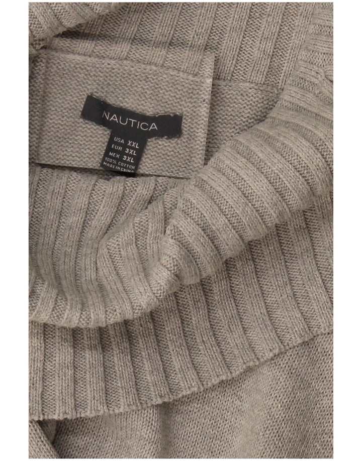 NAUTICA Pulover cu gât rulat pentru femei UK 20 2XL bumbac gri